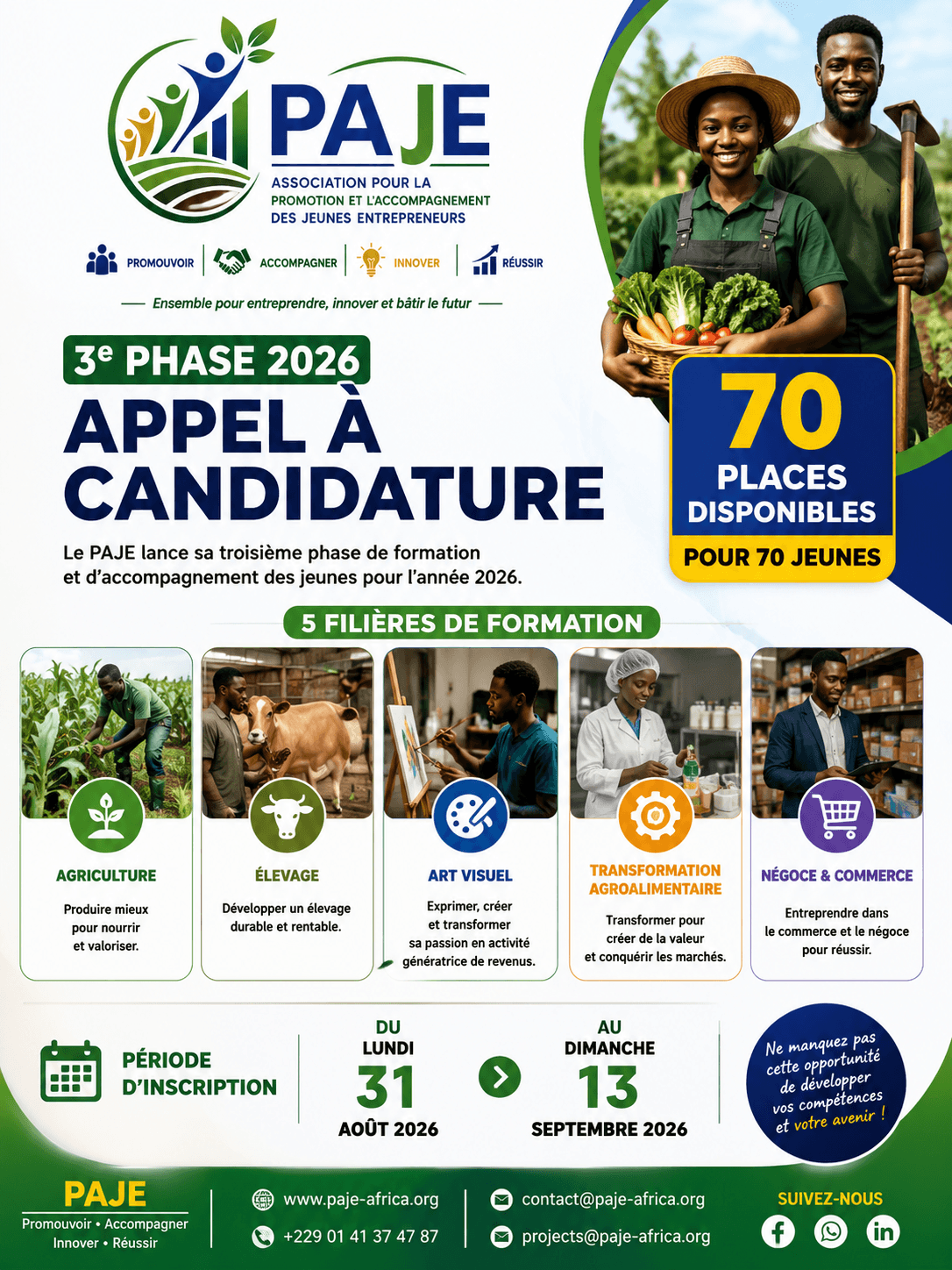 3ème PHASE DE SÉLECTION DES BÉNÉFICIAIRES DES FORMATIONS DU PAJE 2026